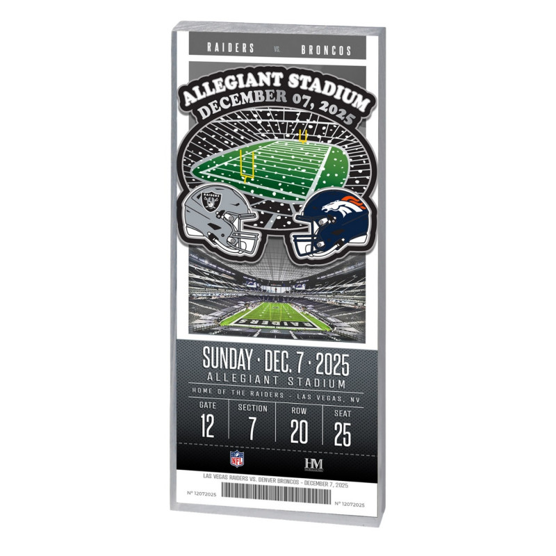 RAIDERS VS. BRONCOS 2025 GAME DAY ACRYLIC TICKET