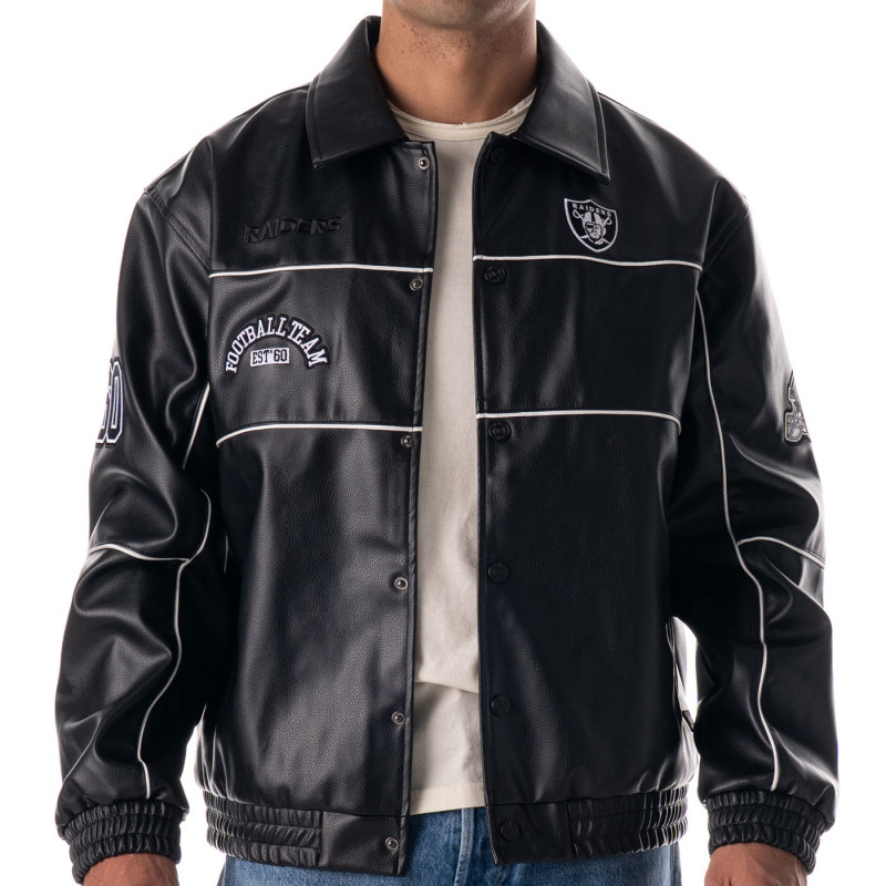 UNISEX RAIDERS FAUX LEATHER RACING JACKET