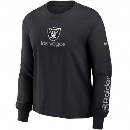 Nike Womens Las Vegas Raiders Essential Boxy Long Sleeve Tee | Official Las Vegas Raiders Womens Long Sleeve Tee Sale
