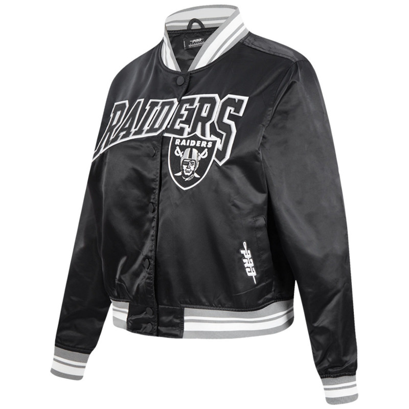 PRO STANDARD WOMENS RAIDERS CREST EMBLEM RIB SATIN JACKET