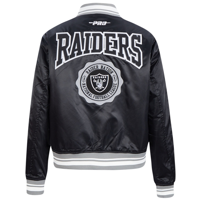 PRO STANDARD WOMENS RAIDERS CREST EMBLEM RIB SATIN JACKET