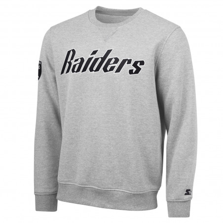 STARTER RAIDERS HERITAGE WORDMARK 2.0 GRAY CREWNECK SWEATSHIRT