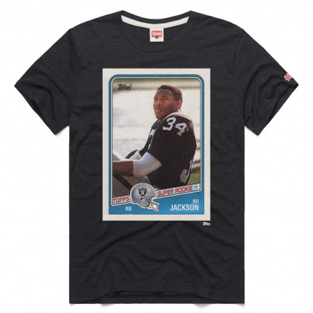 Homage Raiders Bo Jackson 1988 Topps Football Player Card Tee | Official Raiders Bo Jackson Tee Sale