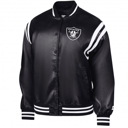 STARTER WOMENS RAIDERS HIGH HEAT LEATHER VARSITY JACKET