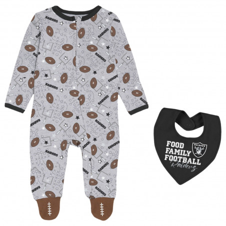 WEAR BY ERIN ANDREWS NEWBORN RAIDERS SLEEP AND PLAY ONESIE WITH BIB