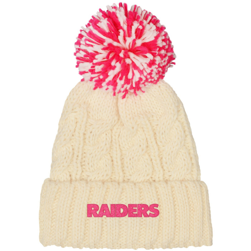 GIRLS YOUTH RAIDERS PINK POM KNIT CAP