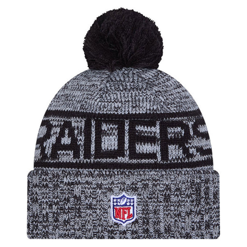 New Era Las Vegas Raiders Official 2025 Sideline Sport POm Knit Cap | Official Las Vegas Raiders Knit Cap Sale