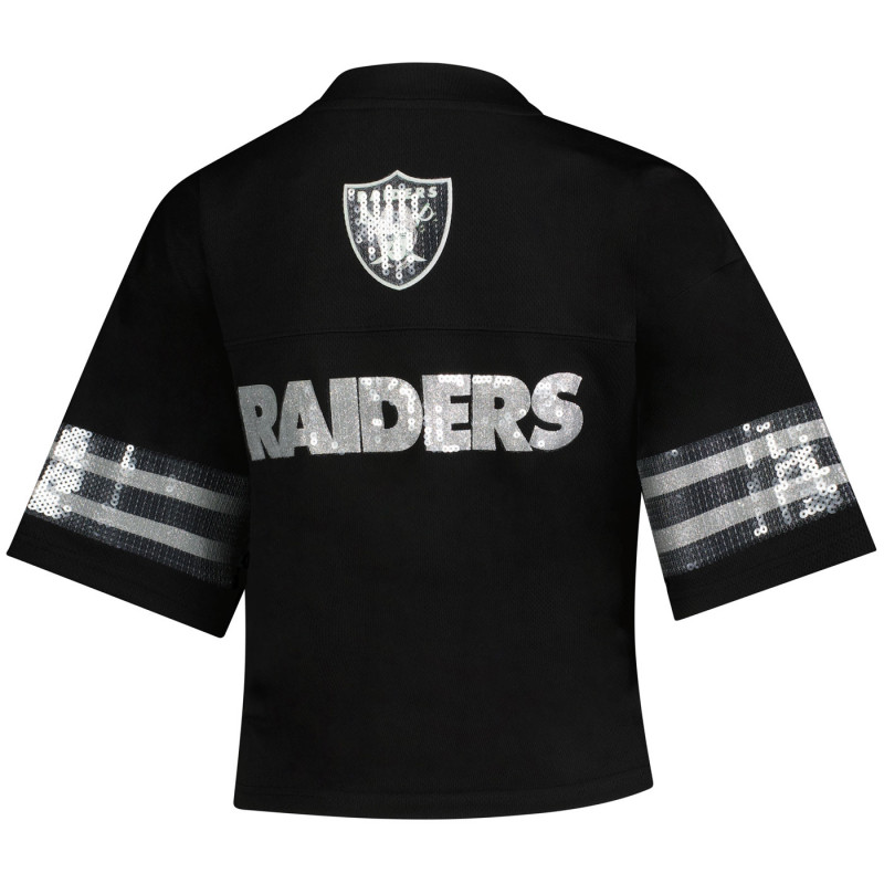 ICER WOMENS RAIDERS ALL THAT SHINES SEQUIN FASHION JERSEY TOP
