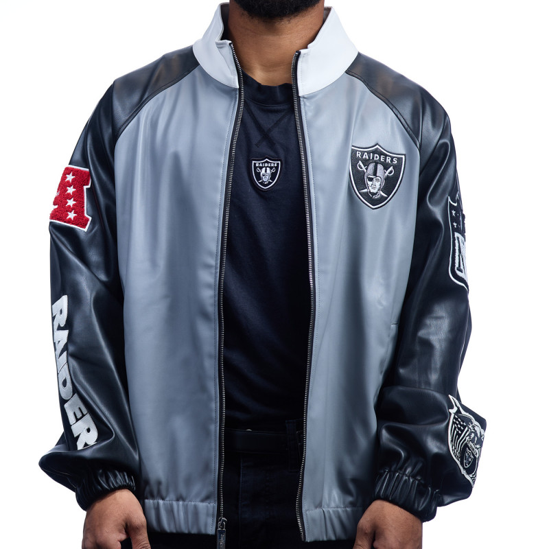 JEFF HAMILTON RAIDERS VEGAN LEATHER TRACK JACKET