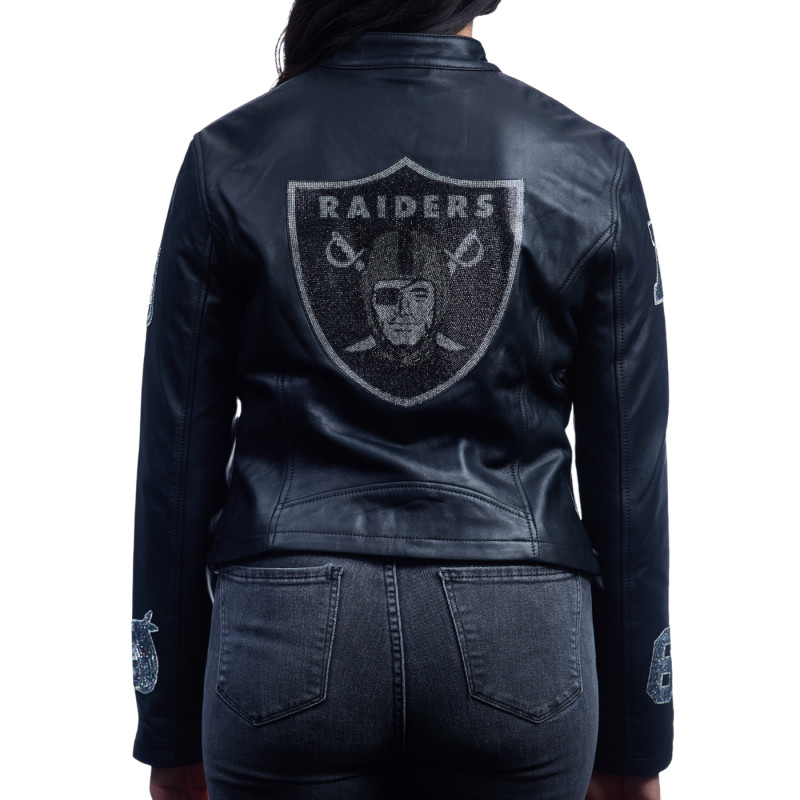 JEFF HAMILTON WOMENS RAIDERS CRYSTAL BIKER JACKET