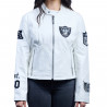 JEFF HAMILTON WOMENS RAIDERS WHITE MOTO JACKET