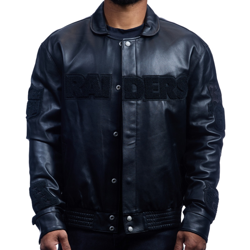 JEFF HAMILTON RAIDERS LAMBSKIN LEATHER TONAL JACKET