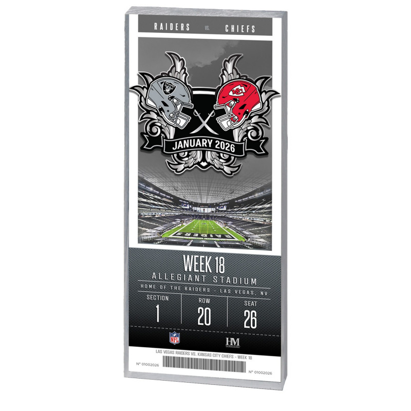 RAIDERS VS. CHIEFS 2025 GAME DAY ACRYLIC TICKET