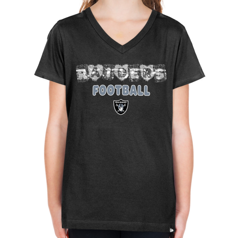 NEW ERA GIRLS RAIDERS FOOTBALL FLIP SEQUIN V-NECK TEE