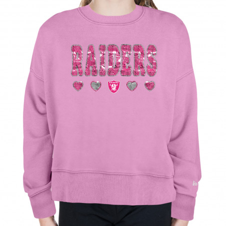 NEW ERA GIRLS JUVENILE RAIDERS FLIP SEQUIN 2.0 CREWNECK SWEATSHIRT