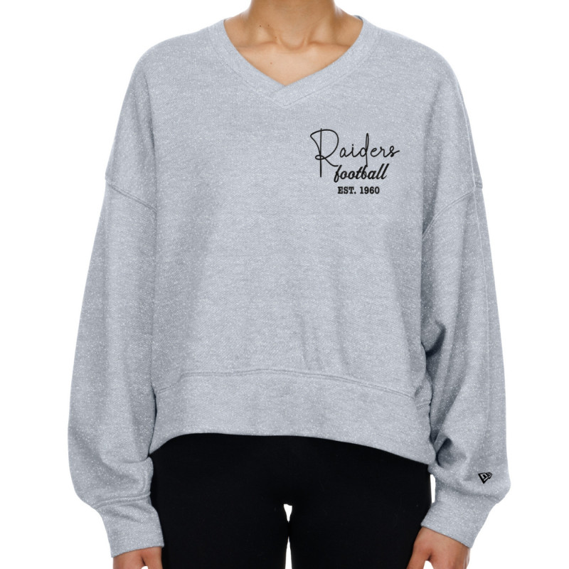 NEW ERA WOMENS RAIDERS GLAM GAME V-NECK SWEATSHIRT