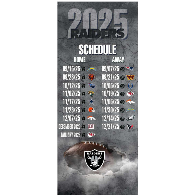 RAIDERS 2025 SCHEDULE ACRYLIC TICKET
