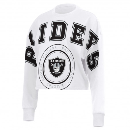 WOMENS RAIDERS BLEACHER CROP WHITE LONG SLEEVE TEE