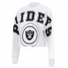 WOMENS RAIDERS BLEACHER CROP WHITE LONG SLEEVE TEE