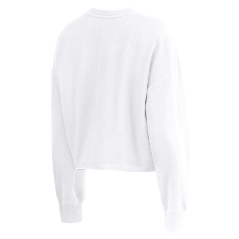 WOMENS RAIDERS BLEACHER CROP WHITE LONG SLEEVE TEE