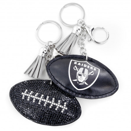 RAIDERS RHINESTONE PUFF KEYCHAIN WITH TASSEL
