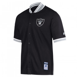 希少 NFL Raiders ベースボールシャツ 刺繍 ジャージ 黒 STARTER RAIDERS PITCHER FASHION JERSEY