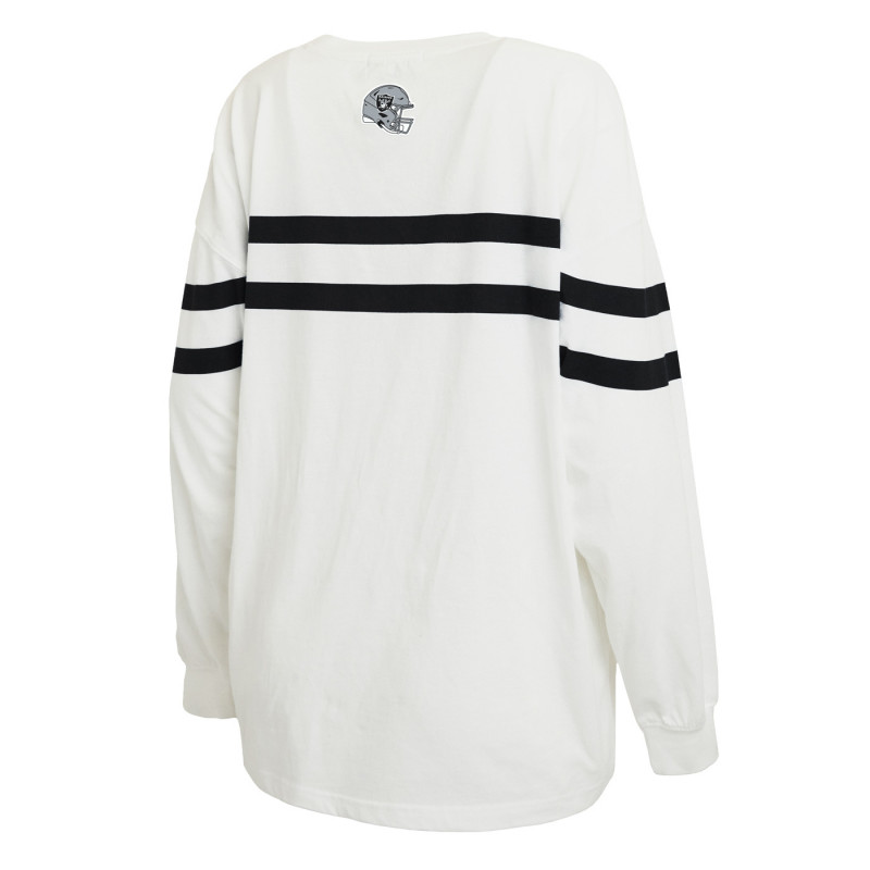 WEAR BY ERIN ANDREWS WOMENS RAIDERS STRIPE LONG SLEEVE TEE
