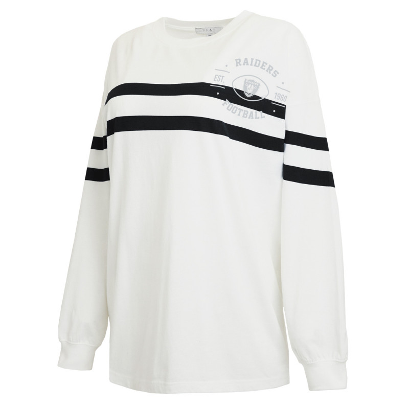 WEAR BY ERIN ANDREWS WOMENS RAIDERS STRIPE LONG SLEEVE TEE