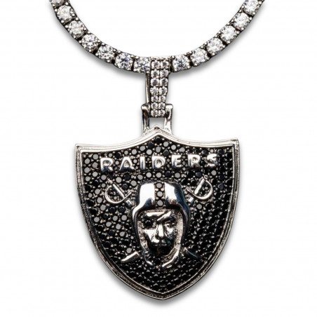 GLD RAIDERS SHIELD PENDANT AND 20-INCH DIAMOND TENNIS CHAIN