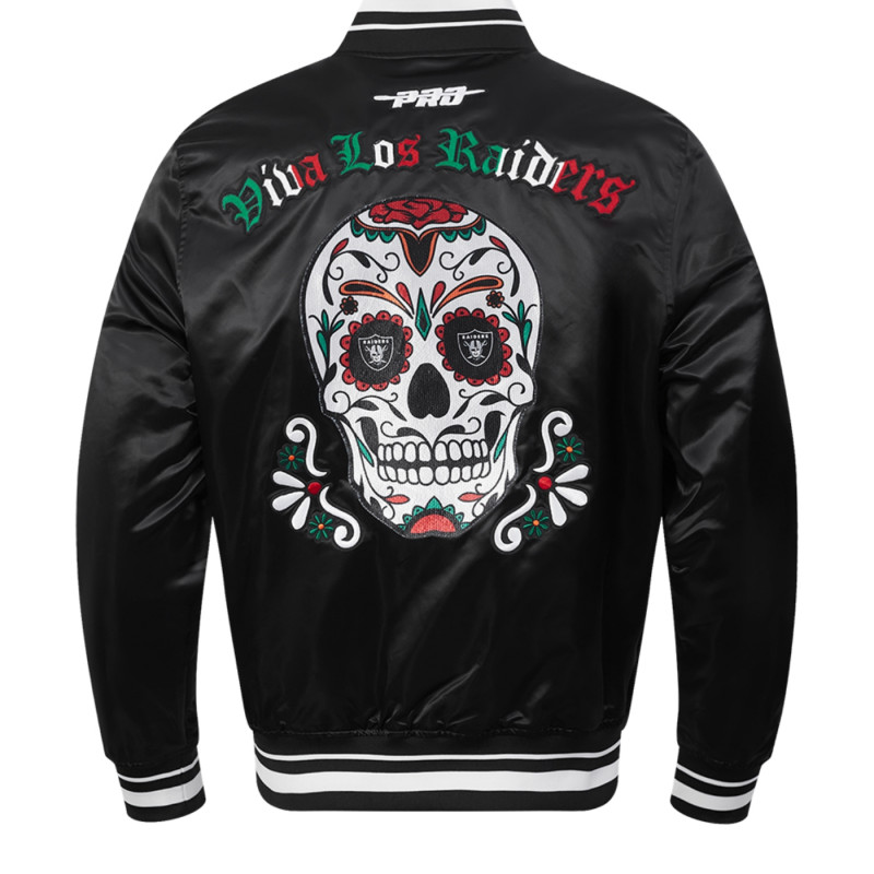 PRO STANDARD VIVA LOS RAIDERS SUGAR SKULL SATIN JACKET
