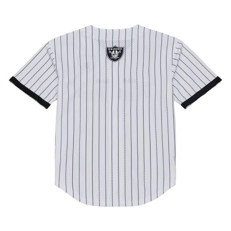 MITCHELL & NESS LAS VEGAS RAIDERS HEAD COACH STRIPED MESH BUTTON UP SHIRT