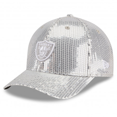 NEW ERA WOMENS RAIDERS 9FORTY M-CROWN SEQUIN SILVER CAP