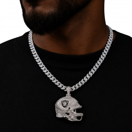 GLD RAIDERS HELMET PENDANT AND 22-INCH CUBAN CHAIN
