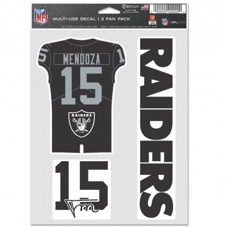 Raiders Fernando Mendoza Jersey Decal 3-Pack Set | Official Las Vegas Raiders Jersey & Fan Gear