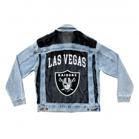 WOMENS LAS VEGAS RAIDERS RULE BREAKER DENIM JACKET