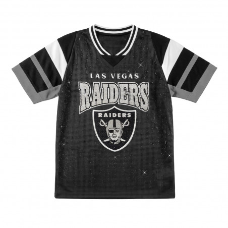 WOMENS LAS VEGAS RAIDERS AMPED UP RHINESTONE FASHION JERSEY