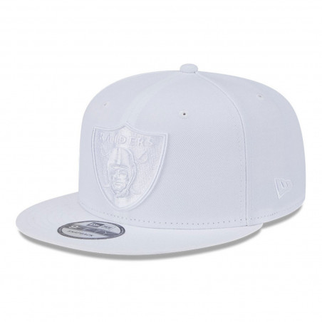 NEW ERA RAIDERS 9FIFTY EVERGREEN WHITE TONAL SHIELD CAP