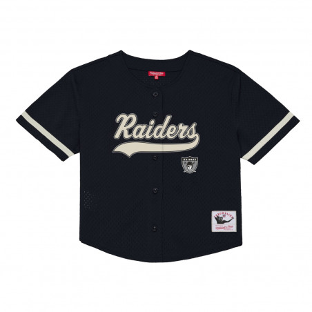 MITCHELL & NESS WOMENS RAIDERS MESH BUTTON-UP FASHION JERSEY