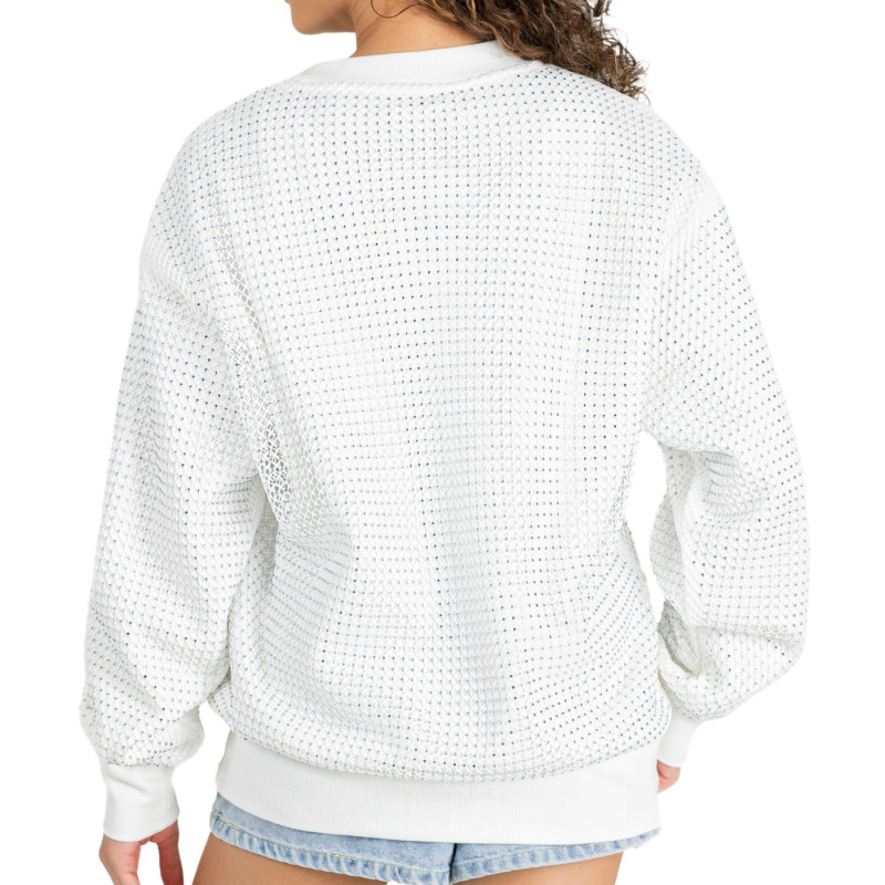 WOMENS RAIDERS RHINESTONE MESH OVERLAY CREWNECK SWEATSHIRT