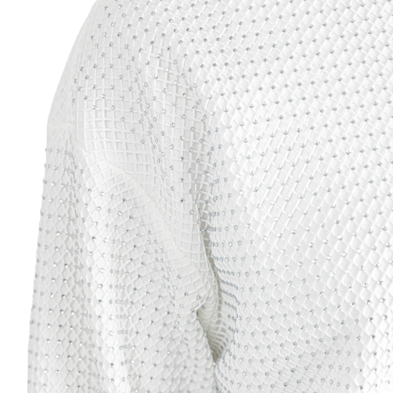 WOMENS RAIDERS RHINESTONE MESH OVERLAY CREWNECK SWEATSHIRT