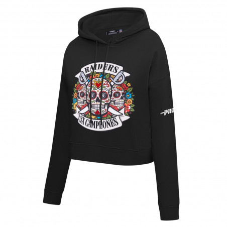 PRO STANDARD WOMENS VIVA LOS RAIDERS 3X CAMPEONES CROPPED HOODIE