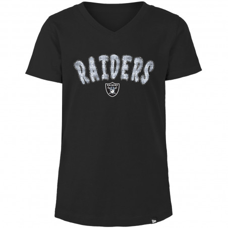 NEW ERA GIRLS JUVENILE RAIDERS V-NECK FLIP SEQUIN TEE