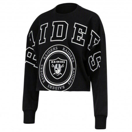 WOMENS RAIDERS BLEACHER CROP BLACK LONG SLEEVE TEE