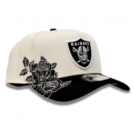 NEW ERA RAIDERS 9FORTY SILVER AND BLACK ROSES TWO TONE SHIELD CAP