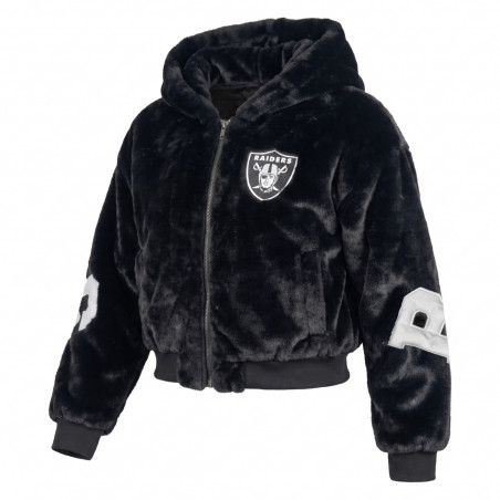 ICER WOMENS RAIDERS FIELD OF DREAMS FAUX FUR BOMBER JACKET