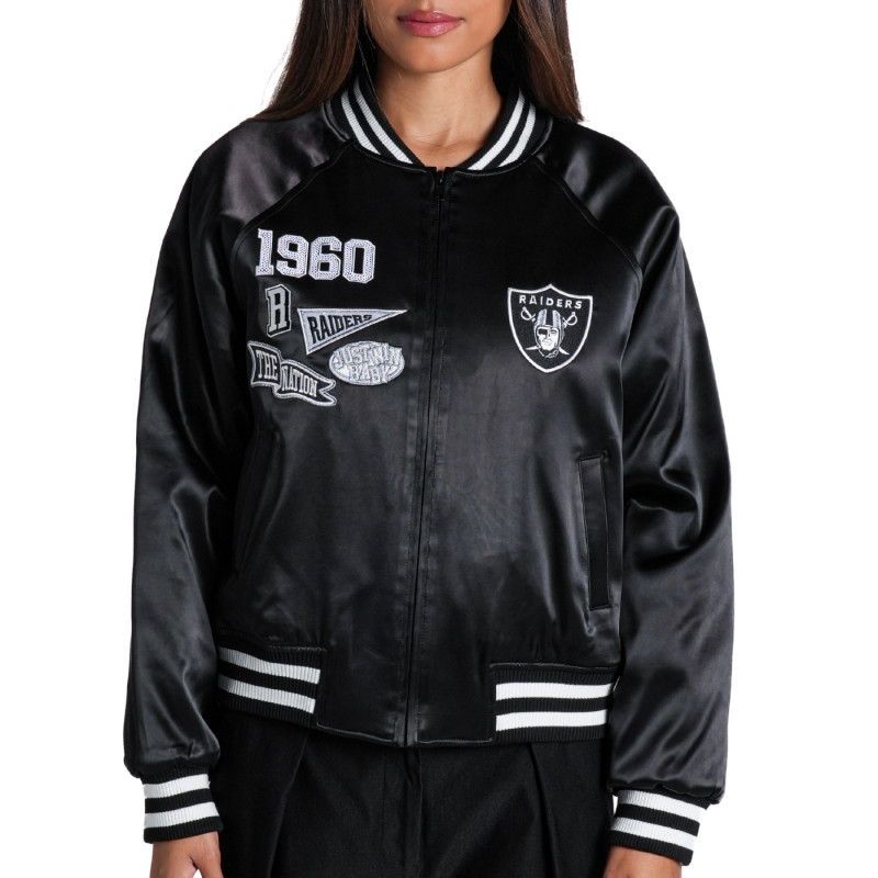 WOMENS RAIDERS OVERSIZED RAGLAN SATIN JACKET