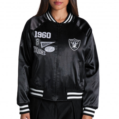 WOMENS RAIDERS OVERSIZED RAGLAN SATIN JACKET