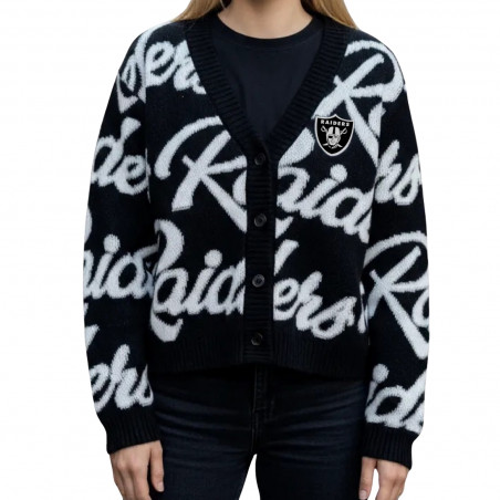 WOMENS RAIDERS JACQUARD ALL OVER CARDIGAN