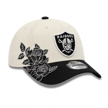 NEW ERA RAIDERS 9FORTY SILVER AND BLACK ROSES TWO TONE SHIELD CAP