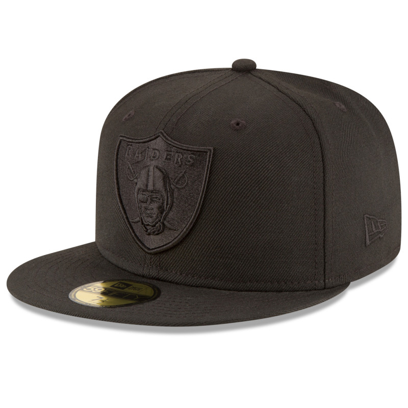 NEW ERA RAIDERS 59FIFTY BLACK TONAL SHIELD CAP